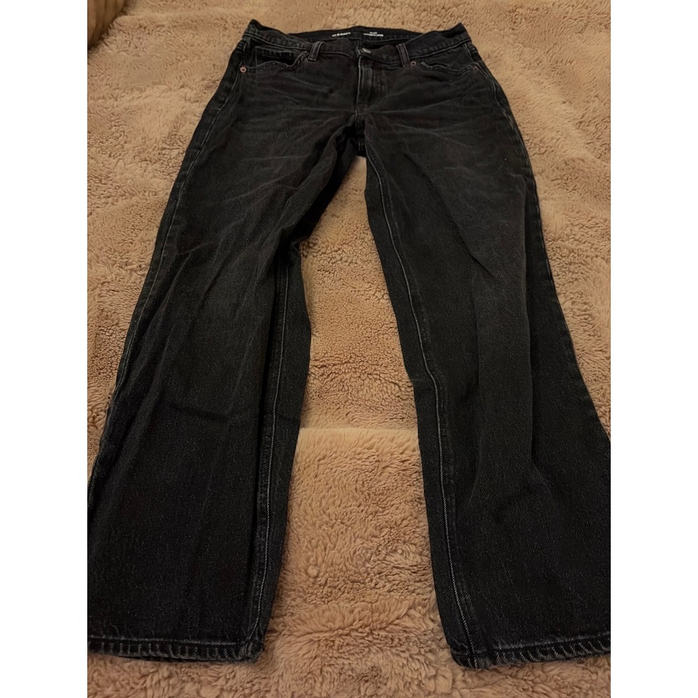 Old Navy Womens Mid-Rise Boyfriend Loose Jeans Washed Black Denim Size 4